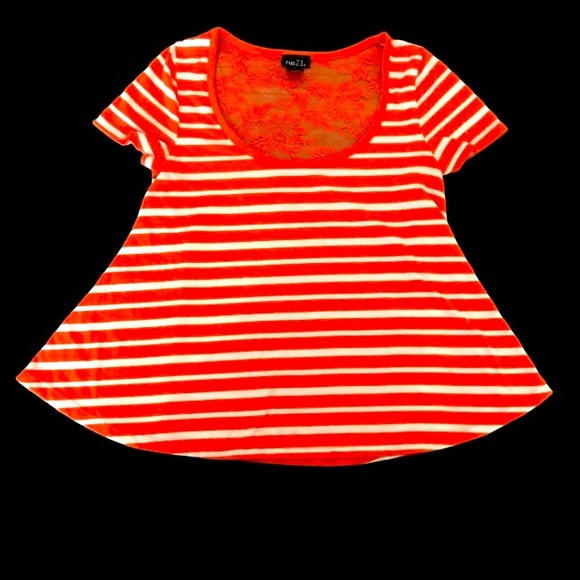 Rue21 Tops - Rue 21 Orange White Stripped Short Sleeve Shirt Woman Size Small